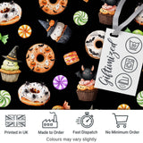 Halloween Donuts Cupcakes Bats Candy and Pumpkins Black Background   Digital Print Fabric by the Metre UK Sewing Quilting Textile