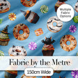 Halloween Donuts Cupcakes Bats Candy and Pumpkins Blue Background   Digital Print Fabric by the Metre UK Sewing Quilting Textile