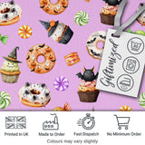 Cute Halloween Donuts Cupcakes Bats Candy and Pumpkins Background   Digital Print Fabric by the Metre UK Sewing Quilting Textile