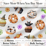Cute Halloween Donuts Cupcakes Bats Candy and Pumpkins White Background   Digital Print Fabric by the Metre UK Sewing Quilting Textile