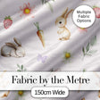 Cute Bunny Rabbits with Flowers Carrots and Butterflies Cream Background   Digital Print Fabric by the Metre UK Sewing Quilting Textile