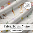 Bunny Rabbits with Flowers Carrots and Butterflies Light Cream Background   Digital Print Fabric by the Metre UK Sewing Quilting Textile
