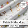 Cute Bunny Rabbits with Flowers Carrots and Butterflies Soft Grey Background   Digital Print Fabric by the Metre UK Sewing Quilting Textile