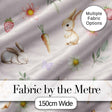 Cute Bunny Rabbits with Flowers Carrots and Butterflies Blush Pink Background   Digital Print Fabric by the Metre UK Sewing Quilting Textile