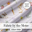 Bunny Rabbits with Flowers Carrots and Butterflies Soft Lilac Background  Digital Print Fabric by the Metre UK Sewing Quilting Textile