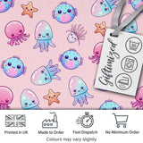 Jellyfish Starfish and Cute Sea Creatures Soft Blush Pink Background   Digital Print Fabric by the Metre UK Sewing Quilting Textile