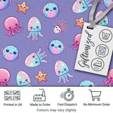 Jellyfish Starfish and Cute Sea Creatures Lavender Purple Background   Digital Print Fabric by the Metre UK Sewing Quilting Textile