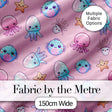 Kawaii Jellyfish Starfish and Cute Sea Creatures Warm Pink Background   Digital Print Fabric by the Metre UK Sewing Quilting Textile