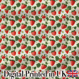 Vintage Strawberries and Floral Garden on Cream Beige Background   Digital Print Fabric by the Metre UK Sewing Quilting Textile