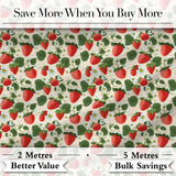 Vintage Strawberries and Floral Garden on Cream Beige Background   Digital Print Fabric by the Metre UK Sewing Quilting Textile
