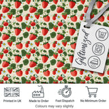 Vintage Strawberries and Floral Garden on Cream Beige Background   Digital Print Fabric by the Metre UK Sewing Quilting Textile