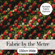Rich Vintage Strawberries Leaves and Blossoms on Dark Background   Digital Print Fabric by the Metre UK Sewing Quilting Textile