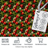 Rich Vintage Strawberries Leaves and Blossoms on Dark Background   Digital Print Fabric by the Metre UK Sewing Quilting Textile