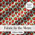 Fresh Strawberries and Leaves on Soft Sage Green Background Seamless Pattern Digital Print Fabric by the Metre UK Sewing Quilting Textile