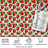 Fresh Strawberries and Leaves on Soft Sage Green Background Seamless Pattern Digital Print Fabric by the Metre UK Sewing Quilting Textile