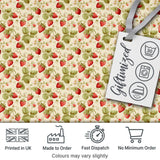 Vintage Strawberries Flowers and Leaves on Cream Background Seamless Pattern Digital Print Fabric by the Metre UK Sewing Quilting Textile