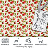 Fresh Strawberries and Green Leaves on Light Background Seamless Pattern Digital Print Fabric by the Metre UK Sewing Quilting Textile