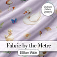 Cute Swan Ducklings Mushrooms and Flowers on Soft Lavender Background   Digital Print Fabric by the Metre UK Sewing Quilting Textile