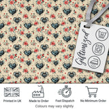 Vintage Hearts and Roses Floral Romantic  on Beige Background   Digital Print Fabric by the Metre UK Sewing Quilting Textile