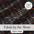 Elegant Dark Floral Hearts Ornamental  on Black Background   Digital Print Fabric by the Metre UK Sewing Quilting Textile