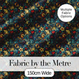 Ornate Floral Swirl Hearts on Dark Background Decorative Seamless Pattern Digital Print Fabric by the Metre UK Sewing Quilting Textile