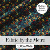 Ornate Floral Swirl Hearts on Dark Background Decorative Seamless Pattern Digital Print Fabric by the Metre UK Sewing Quilting Textile