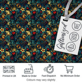Ornate Floral Swirl Hearts on Dark Background Decorative Seamless Pattern Digital Print Fabric by the Metre UK Sewing Quilting Textile