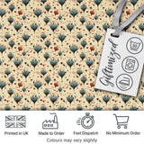 Elegant Blue Hearts Floral Vine Pattern on Beige Background Seamless Pattern Digital Print Fabric by the Metre UK Sewing Quilting Textile