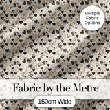 Vintage Beige and Brown Floral Heart Swirl Seamless Pattern Digital Print Fabric by the Metre UK Sewing Quilting Textile