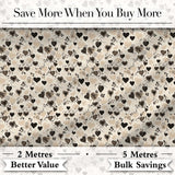 Vintage Beige and Brown Floral Heart Swirl Seamless Pattern Digital Print Fabric by the Metre UK Sewing Quilting Textile