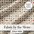 Elegant Vintage Hanging Heart and Floral Vine Seamless Pattern Digital Print Fabric by the Metre UK Sewing Quilting Textile