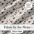 Elegant Abstract Heart Swirl and Floral Motif Seamless Pattern Digital Print Fabric by the Metre UK Sewing Quilting Textile