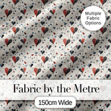 Elegant Abstract Heart Swirl and Floral Motif Seamless Pattern Digital Print Fabric by the Metre UK Sewing Quilting Textile