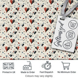 Elegant Abstract Heart Swirl and Floral Motif Seamless Pattern Digital Print Fabric by the Metre UK Sewing Quilting Textile