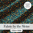 Artistic Blue and Gold Heart Swirl Textured Seamless Pattern Digital Print Fabric by the Metre UK Sewing Quilting Textile