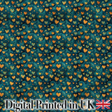 Artistic Blue and Gold Heart Swirl Textured Seamless Pattern Digital Print Fabric by the Metre UK Sewing Quilting Textile
