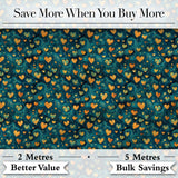 Artistic Blue and Gold Heart Swirl Textured Seamless Pattern Digital Print Fabric by the Metre UK Sewing Quilting Textile