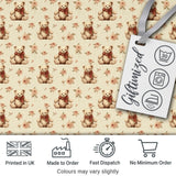 Adorable Teddy Bear with Rose Floral Seamless Pattern Digital Print Fabric by the Metre UK Sewing Quilting Textile