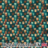 Cute Cartoon Multicolor Teddy Bears on Dark Background Seamless Pattern Digital Print Fabric by the Metre UK Sewing Quilting Textile