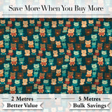 Cute Cartoon Multicolor Teddy Bears on Dark Background Seamless Pattern Digital Print Fabric by the Metre UK Sewing Quilting Textile