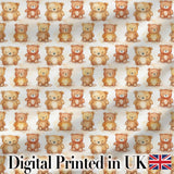 Watercolor Cute Teddy Bear Soft Pastel Seamless Pattern Digital Print Fabric by the Metre UK Sewing Quilting Textile