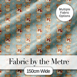 Cute Teddy Bears in Dresses with Floral Background Seamless Pattern Digital Print Fabric by the Metre UK Sewing Quilting Textile