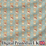 Cute Teddy Bears in Dresses with Floral Background Seamless Pattern Digital Print Fabric by the Metre UK Sewing Quilting Textile
