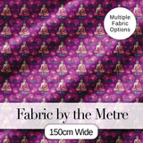 Meditating Buddha with Lotus Flowers Purple Seamless Pattern Digital Print Fabric by the Metre UK Sewing Quilting Textile