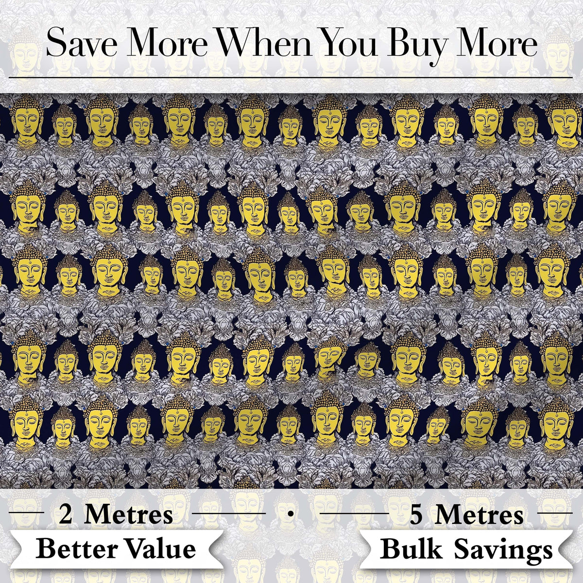 Ornate Buddha Faces with Detailed Pattern Seamless Design Digital Print Fabric by the Metre UK Sewing Quilting Textile