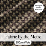 Vintage Buddha Meditation Pattern Dark Background Seamless Design Digital Print Fabric by the Metre UK Sewing Quilting Textile