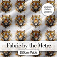 Watercolor Tiger Face Artistic Seamless Pattern Digital Print Fabric by the Metre UK Sewing Quilting Textile