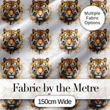 Watercolor Tiger Face Artistic Seamless Pattern Digital Print Fabric by the Metre UK Sewing Quilting Textile