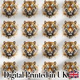 Watercolor Tiger Face Artistic Seamless Pattern Digital Print Fabric by the Metre UK Sewing Quilting Textile