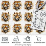 Watercolor Tiger Face Artistic Seamless Pattern Digital Print Fabric by the Metre UK Sewing Quilting Textile